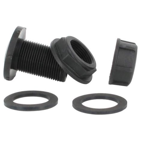Multicuves – Passe paroi cuve eau 1000L fileté mâle 3/4'' Pas Gaz – Polypropylène – Livré avec bouchon, écrou et 2 joints – Perçage 25/35mm