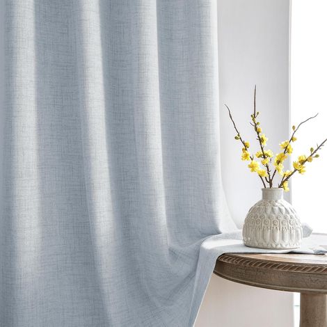Rideau Draperies Intérieurs - Rideaux Linenlook Semi-Transparent Voilage à Galon fronceur, Translucide pour Salon et Chambre, Filtre la Lumière et Préserve l Intimité (Gris 140x260 cm) (1/5)