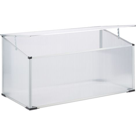 Relaxdays Aluminium Cold Frame, Plug-In System, Translucent, Transparent, UV-Protection, Small Greenhouse, HxWxD: 100 x 50 x 50 (1/5)