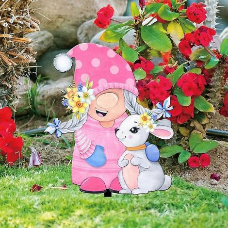 Décoration extérieure en acrylique : gnome de Pâques sculpté - Cadeau de pendaison de crémaillère (1/4)