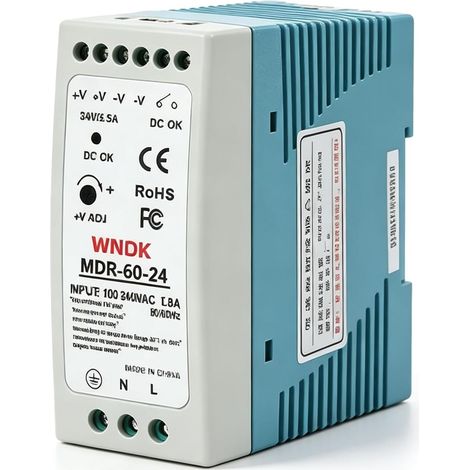 MDR-60-24 Bloc d'alimentation pour rail DIN AC vers CC : 60 W 24 V 2,5 A alimentation rail (1/5)