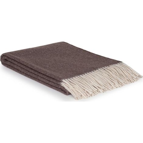 Plaid en Laine Mérinos et Cachemire Couverture Chaude pour Salon et Chambre Marron - PANGIVO (1/3)
