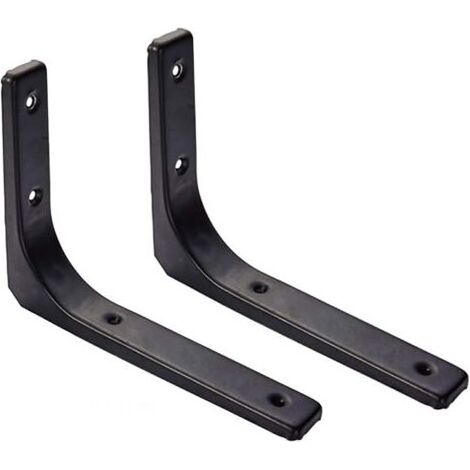 Equerre Etagere Murale, 2PCS Equerre Metal 300mm x 250mm Equerre Charge Lourde Support Etagere Murale Pour Deco Murale Cuisine Industrielle radiateur Montage Mural (le noir) (1/5)