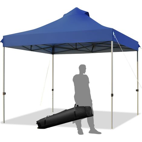 Tendone pop up 3x3m pieghevole impermeabile con borsa a ruote, Tenda da festa all'aperto facile da montare Blu (1/4)