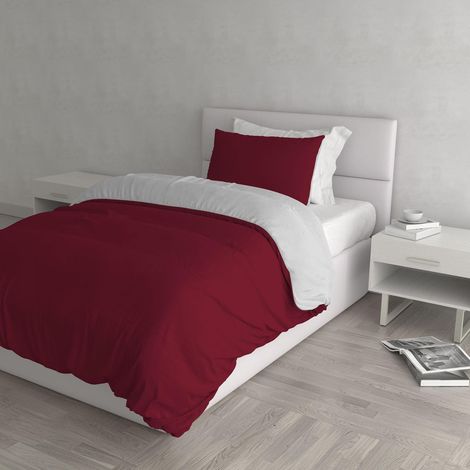 Housse de Couette Natural Colour, Bordeaux/Gris Clair, 1 Place (1/5)