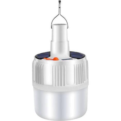 Lanterne portable 100 W, lampe de camping rechargeable, lampe d'urgence pour l'extérieur, la maison et le camping, ampoule solaire LED (1 pièce)