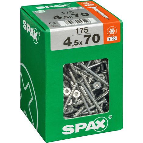 Set di 175 viti SPAX Torx in acciaio a testa svasata, Diam.4,5 mm x L.70 mm SPAX