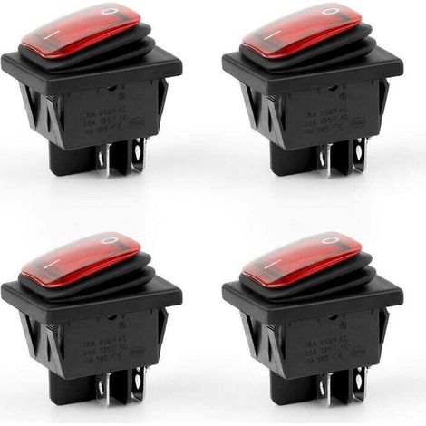 4 Interrupteur, Interrupteur à Bascule Étanches, AC 16A/250V 20 A/125V 4 Broches 2 Positions, Interrupteur à Basculante pour Montage sur Panneau pour Produits Électriques