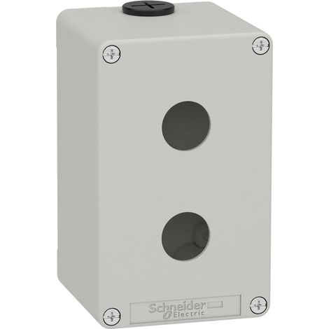 Caja vacía GRIS SCHNEIDER 2 orificios, material resistente y diseño compacto.