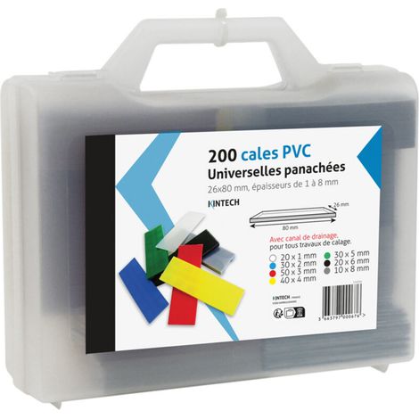 200 Cales De Vitre - PVC - 80x26 mm - Pour Calage Mise À Niveau Et Ajustage En Bâtiment - Valisette Assortie (1/2)