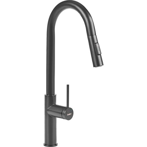 Grifo de cocina con caño extraíble grifo mezclador de acero inoxidable acabado cepillado negro Paranam (1/5)