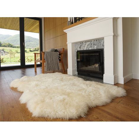 Coperta gigante in pelle di pecora Triple XXL bianca, vera pelle di pecora, 64" x 46", tappeto decorativo, naturale, comodo, accogliente, con pelo molto spesso e lucido (1/5)