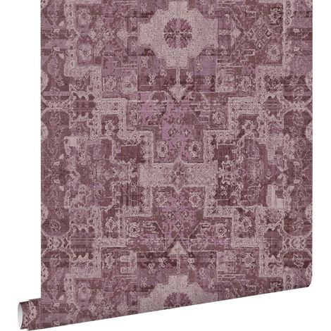 papier peint tapis patchwork kilim oriental violet foncé - ESTAhome (1/5)