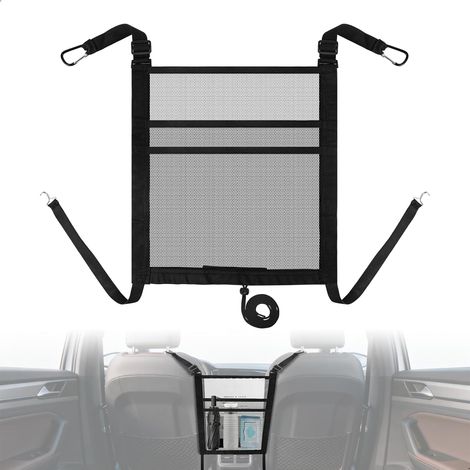 Car Mesh Net for Dogs, Dogs and Cars with 4 Hooks, Adjustable Mesh Net with 2 Layers, Universal Grille Car Dog Trunk for Dogs, Cats, Children (Black) (1/5)