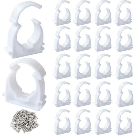 24 Collier De Serrage,Clip De Tuyau 32mm,Pvc Blanc,Fixation Conduites,Eau Domestique (1/5)