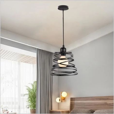 Retro Lustre Vintage Salon Noir Plafonnier Luminaire Industrielle Retro Style Edison pour Salon Chambre (1/4)