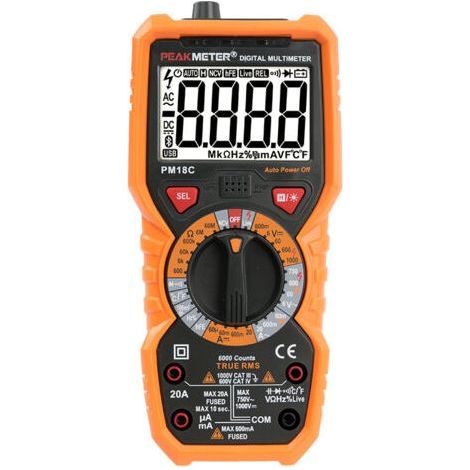 Multimètre numérique AC/DC 1000V – Testeur électrique avec fonction maintien – Affichage rétroéclairé – Protection CAT III 1000V - PM18C (1/4)