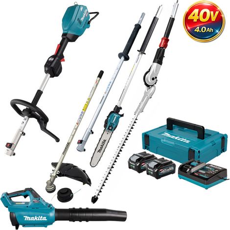 MAKITA Pack Outil Multifonctions 40V UX01G +Rallonge+Coupe-herbe+Perche élagueuse+Taille-haies+Souffleur + 2 batt 4Ah + Coffret (1/5)