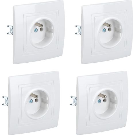 16A 220V Komplett-Wandsteckdose - Ideale Wandsteckdose für Renovierungen - - Weiß - 82 x 82 mm - 8 Stück (1/4)