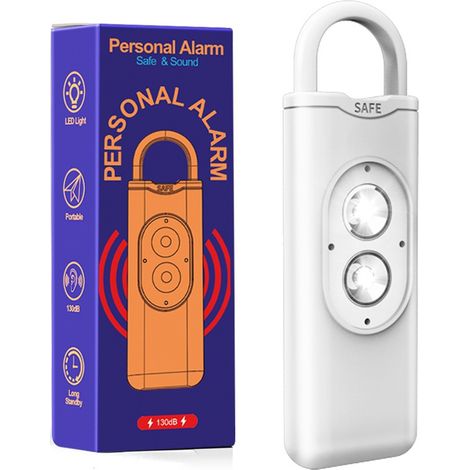 Alarme d'urgence 130 dB, alarme d'autodéfense puissante pour la sécurité personnelle - Blanche (1/5)