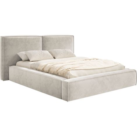 Selsey Tilves – Polsterbett 200x200 mit Bettkasten, Lattenrost, Velours, greige