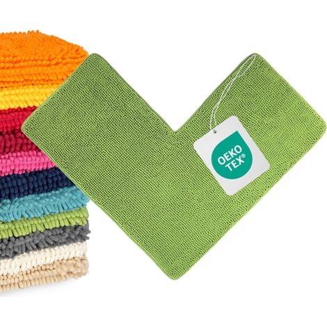 WOHNDIRECT Tapis de bain d'angle PARIS - 1 pièce 100x100 cm, vert