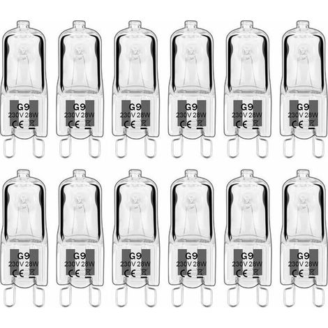 Lot 12 lampes halogenes G9 28W 230V , blanc chaud 2800K dimmable capsule (1/3)
