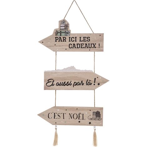Déco de Noël Pancarte en bois à suspendre H 50 cm - Feeric Christmas