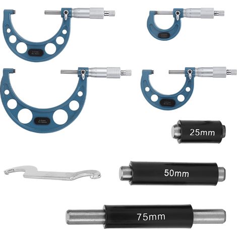 Set di micrometri per diametro esterno TIKATARER, set di 4 micrometri digitali da 0-100 mm, strumenti di misurazione micrometrica per acciaio, misurazione del diametro esterno