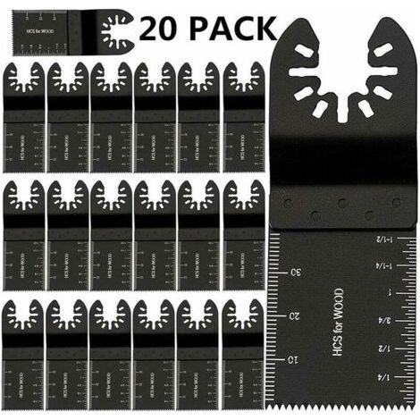 Lot de 20 Lames de Scie Oscillantes Universelles, multitool plus 34 mm Lame Outil Multifonction Précision À libération rapide Lames de scie oscillantes Pour Bosch Bois Plastique Métal Clous, Ensoleill (1/5)