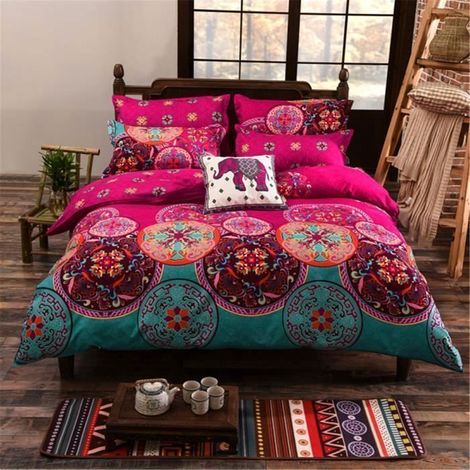 Parure de couette - LM® - Retro - 100% polyester - 1 housse 220x240cm - 2 taies 63x63cm