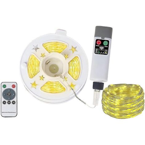 Camping-Lichterkette, 10 m (33 Fuß), 100 wiederaufladbare LEDs, 8 Beleuchtungsmodi, wasserdicht, USB-betrieben, für den Außeneinsatz. (1/5)