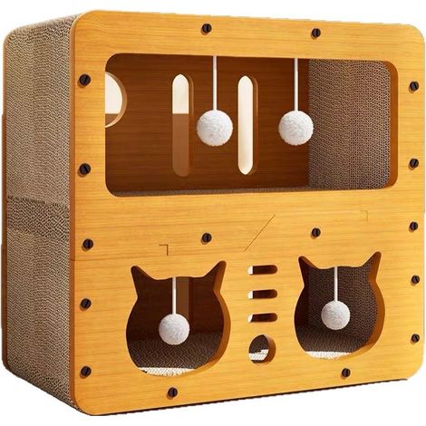 Maison pour chat avec griffoir intégré, nichoir multi‑niveaux, résistant à l’usure, cabane de repos pour chat (1/5)