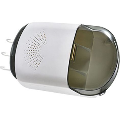 Porte-baguettes mural anti-poussière, 3 compartiments, grande capacité, boîte de rangement pour ustensiles avec couvercle, blanc