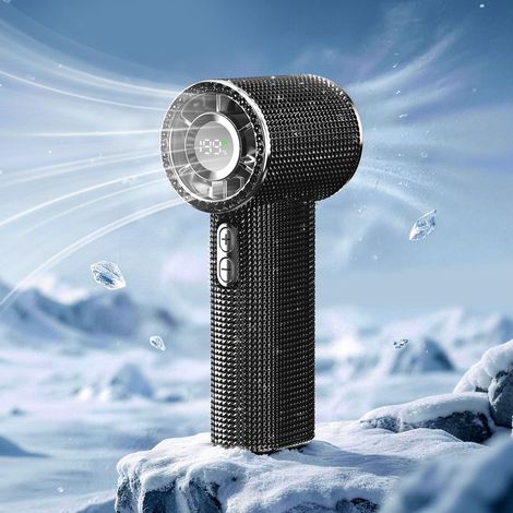 Mini ventilateur turbo portable à main – Design diamant élégant – Batterie rechargeable 1800mAh USB – Plusieurs vitesses réglables