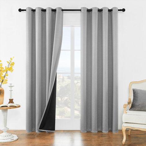 Une paire de rideaux occultants, parfaits pour les cuisines, les restaurants, les hôtels, les maisons haut de gamme, tissu polyester, (106 cm x 160 cm (42 pouces x 63 pouces), gris)
