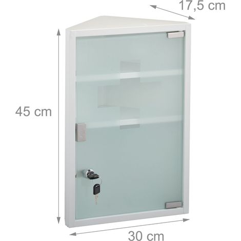 Armoire à pharmacie murale moderne avec 3 compartiments pour espace optimisé 45 x 30 x 17,5 cm en acier blanc (1/5)