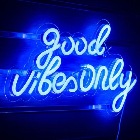 Enseigne lumineuse LED « Good Vibes Only » avec lettres néon en acrylique, idéale pour la décoration murale d'une chambre, d'un bar ou d'une fête. (1/5)