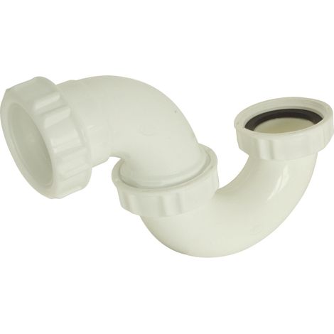 Siphon lavabo ou bidet forme S - Évacuation Ø32 - Plastique blanc - Arrivée écrou prisonnier 33/42 - Sortie écrou 33/42 - Débit 42 l/mn - Faible encombrement (1/3)