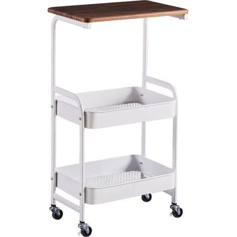 Desserte de cuisine, Meuble mobile, rangement de salle de bain de cuisine avec roues - Blanc (1/5)