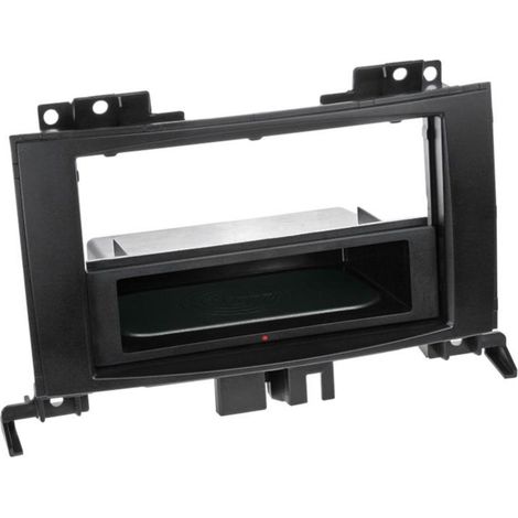 Facade autoradio 2DIN compatible avec Mercedes Sprinter VW Crafter ap06 Avec vide poche Induction Qi Noir Rubber touch