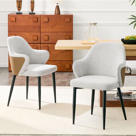 Set di 2 sedie da pranzo in tessuto grigio chiaro, altezza 83 cm HAVRYA (1/5)