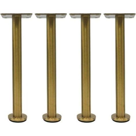 Pieds de canapé réglables en acier inoxydable de 25 cm, pieds d'armoire en métal avec support noir, lot de 4 pieds pour meubles