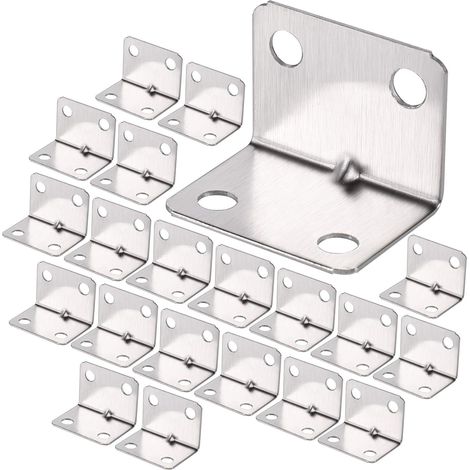 100Pcs Equerre de Coin en Acier Inox, Équerre 90 Degrés Robuste, Équerre à Angle Droit, Petit Equerre de Fixation pour Bois, Support Angle Droit Brace pour Fixation Clôture Table Étagère (1/5)