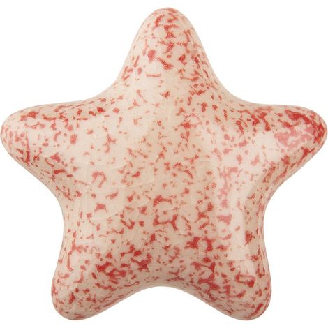 Bouton de Meuble en Céramique Rouge et Blanc Forme Étoile 4 cm Bouton de Porte Rustique - PANGIVO (1/4)