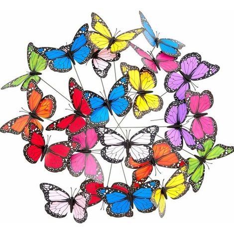 Décoration De Jardin Papillon Monarque, Lot De 50, Jardinière, Piquets Pour Plantes, Déco Extérieur, Pvc, Coloré (1/5)