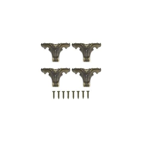 Pieds de Boîte en Laiton Antique, 4 Pièces Pieds de Meuble en Alliage de Zinc, Jambes Meubles en Alliage Zinc, Coin de Jambe de Meuble en Alliage de Zinc, pour Boîte à Bijoux de Bureau (Bronze