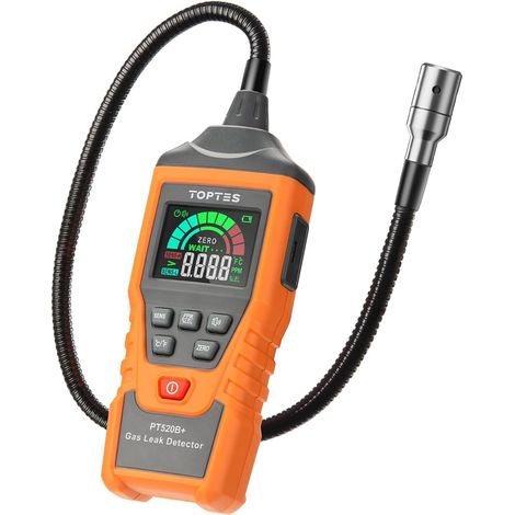 Détecteur de Gaz, Détecteur de Fuites de Gaz Rechargeable avec Une sonde de 43,5 cm pour Localiser Les Fuites de Propane, de Méthane, Mesurant en PPM ou%LEL - Orange (1/5)