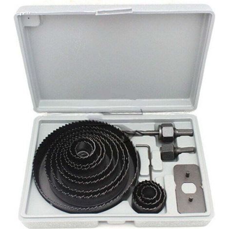 16-Piece Hole Saw Set, 19mm to 127mm Hole Saws, Carbon Steel Hole Saws for Wood and placo, with 2 Hex Shanks (1/4)
