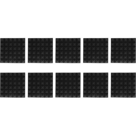 Lot de 10 panneaux de mousse acoustique pyramidale en polyuréthane pour studio d'enregistrement, réduisant efficacement le bruit et absorbant le son. (1/5)